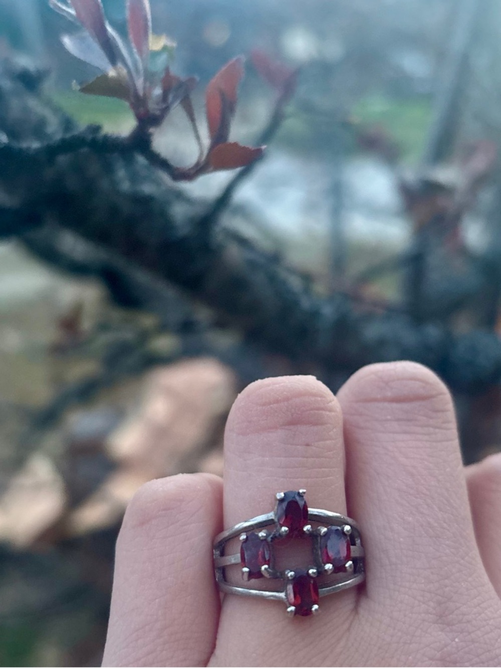 Sterling Silver Garnet Multi-Stone Ring